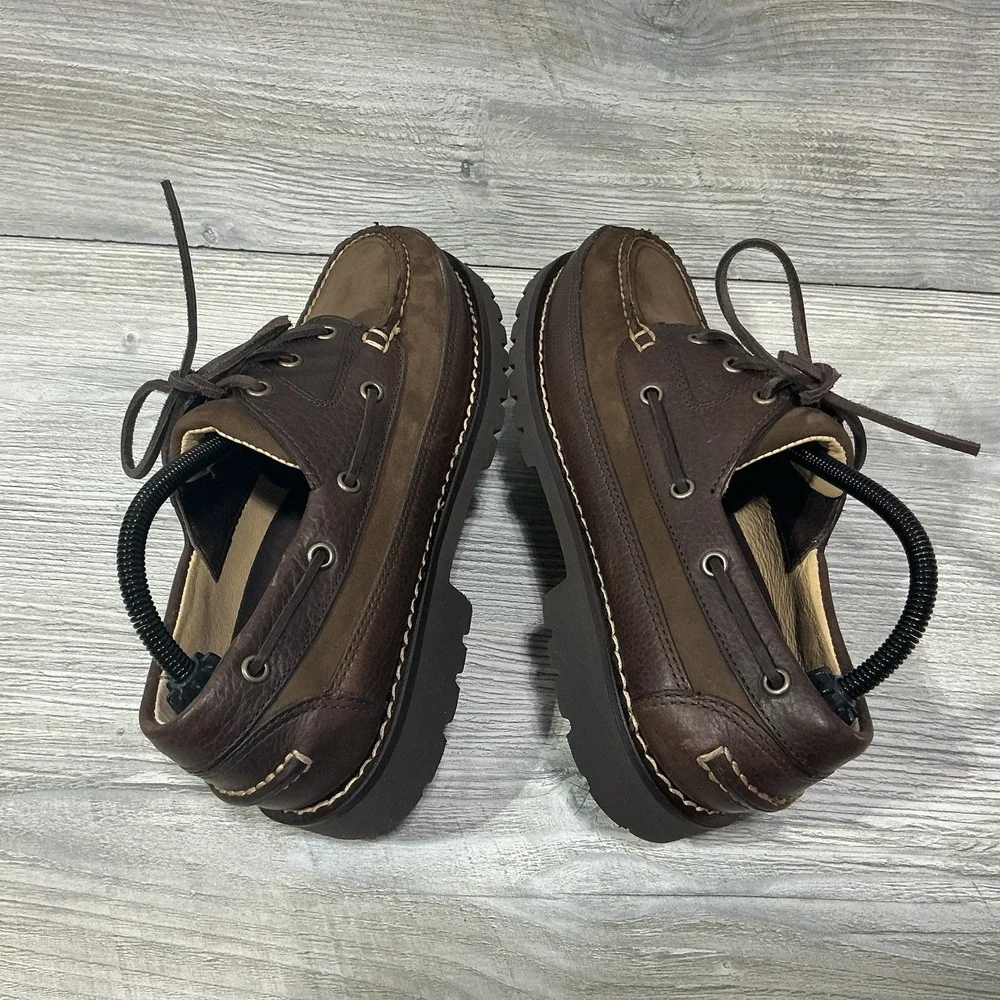 LL BEAN ALLAGASH Hand Sewn Bison Leather Loafer 301172 Men's Size 8 EE Wide NEW